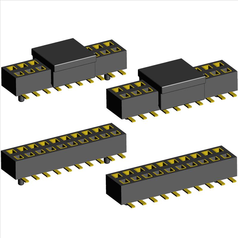 1.27mm PCB Socket Double Rows Bottom Entry SMD Type with Peg.(H=2.3)